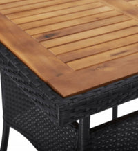 3-tlg. Garten-Essgruppe Poly Rattan und Massivholz Schwarz