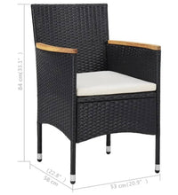 3-tlg. Garten-Essgruppe Poly Rattan und Massivholz Schwarz