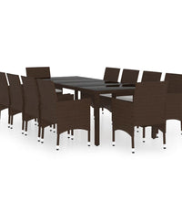 11-tlg. Garten-Essgruppe Poly Rattan Braun