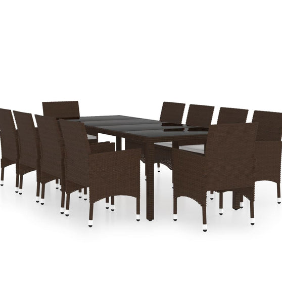 11-tlg. Garten-Essgruppe Poly Rattan Braun