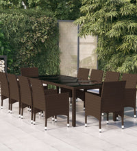 11-tlg. Garten-Essgruppe Poly Rattan Braun