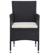 3-tlg. Garten-Essgruppe Poly Rattan und Hartglas Schwarz