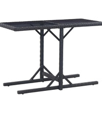 3-tlg. Garten-Essgruppe Poly Rattan und Hartglas Schwarz