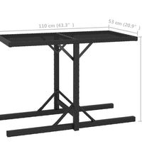 3-tlg. Garten-Essgruppe Poly Rattan und Hartglas Schwarz