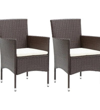 3-tlg. Garten-Essgruppe Poly Rattan und Hartglas Braun