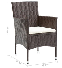 3-tlg. Garten-Essgruppe Poly Rattan und Hartglas Braun