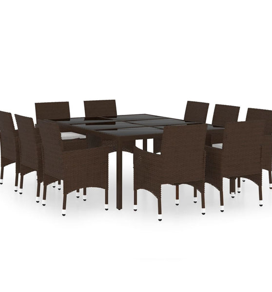 11-tlg. Garten-Essgruppe Poly Rattan Braun