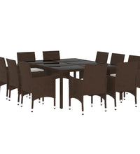 11-tlg. Garten-Essgruppe Poly Rattan Braun