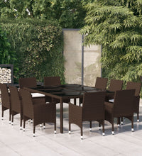 11-tlg. Garten-Essgruppe Poly Rattan Braun