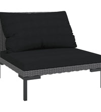 Gartensofas 2 Stk. mit Kissen Halbrundes Poly Rattan