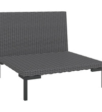 Gartensofas 2 Stk. mit Kissen Halbrundes Poly Rattan