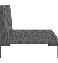 Gartensofas 2 Stk. mit Kissen Halbrundes Poly Rattan