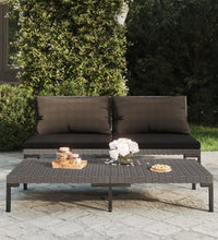 Gartensofas 2 Stk. mit Kissen Halbrundes Poly Rattan