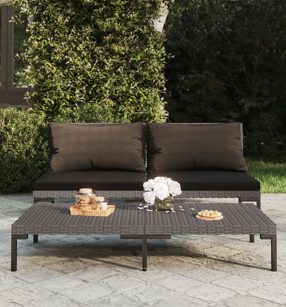 Gartensofas 2 Stk. mit Kissen Halbrundes Poly Rattan