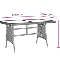 Gartentisch Grau 130x70x72 cm Poly Rattan & Massivholz Akazie