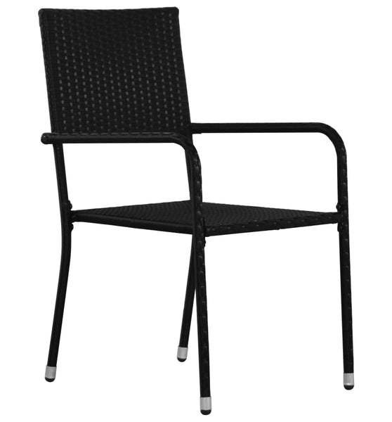 Garten-Essstühle 2 Stk. Stapelbar Schwarz Poly Rattan