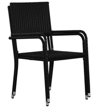 Garten-Essstühle 2 Stk. Stapelbar Schwarz Poly Rattan