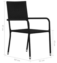 Garten-Essstühle 2 Stk. Stapelbar Schwarz Poly Rattan