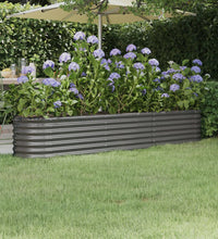 Hochbeet Pulverbeschichteter Stahl 224x40x36 cm Grau