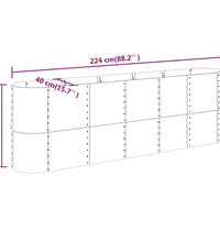 Hochbeet Pulverbeschichteter Stahl 224x40x68 cm Grau