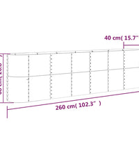 Hochbeet Pulverbeschichteter Stahl 260x40x68 cm Grau