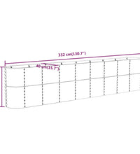 Hochbeet Pulverbeschichteter Stahl 332x40x68 cm Grau