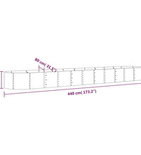 Hochbeet Pulverbeschichteter Stahl 440x80x36 cm Grau