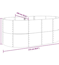 Hochbeet Pulverbeschichteter Stahl 175x100x68 cm Silbern