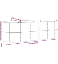 Hochbeet Pulverbeschichteter Stahl 249x100x68 cm Grau