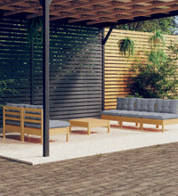 6-tlg. Garten-Lounge-Set mit Grauen Kissen Kiefernholz