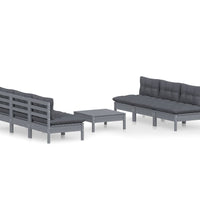 7-tlg. Garten-Lounge-Set mit Anthrazit Kissen Kiefernholz