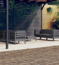 7-tlg. Garten-Lounge-Set mit Anthrazit Kissen Kiefernholz