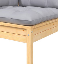 8-tlg. Garten-Lounge-Set mit Grauen Kissen Kiefer Massivholz