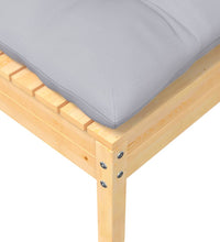 9-tlg. Garten-Lounge-Set mit Grauen Kissen Kiefer Massivholz