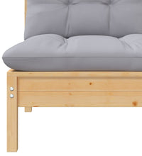 5-tlg. Garten-Lounge-Set mit Grauen Kissen Kiefer Massivholz
