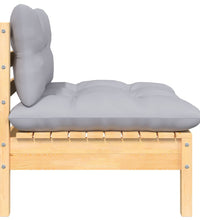 5-tlg. Garten-Lounge-Set mit Grauen Kissen Kiefer Massivholz
