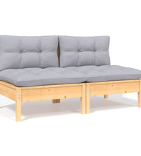6-tlg. Garten-Lounge-Set mit Grauen Kissen Kiefer Massivholz