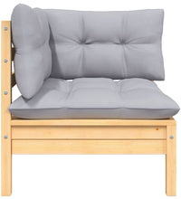 6-tlg. Garten-Lounge-Set mit Grauen Kissen Kiefer Massivholz