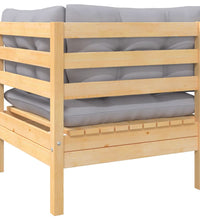 6-tlg. Garten-Lounge-Set mit Grauen Kissen Kiefer Massivholz