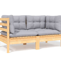 6-tlg. Garten-Lounge-Set mit Grauen Kissen Kiefer Massivholz