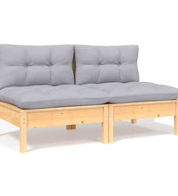 7-tlg. Garten-Lounge-Set mit Grauen Kissen Kiefer Massivholz