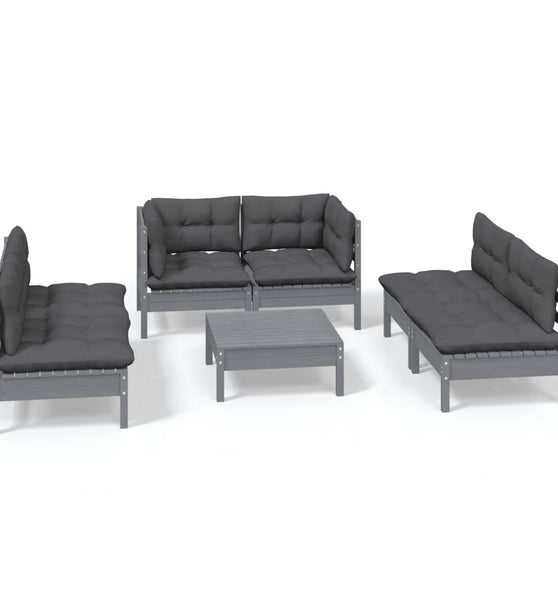 7-tlg. Garten-Lounge-Set mit Kissen Kiefer Massivholz