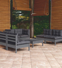 7-tlg. Garten-Lounge-Set mit Kissen Kiefer Massivholz