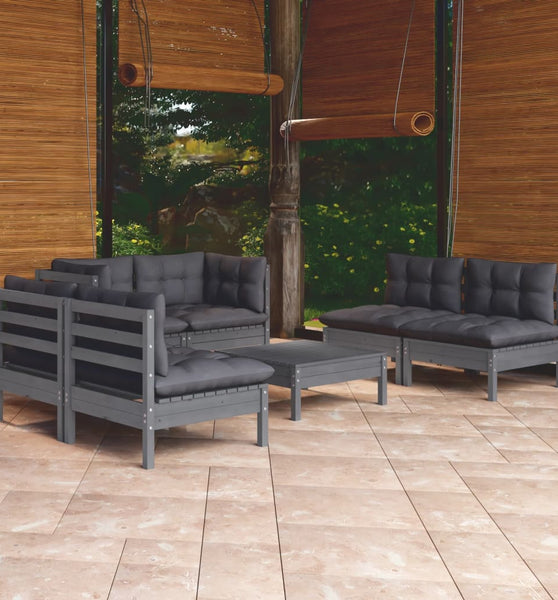 7-tlg. Garten-Lounge-Set mit Kissen Kiefer Massivholz