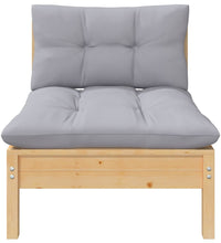 7-tlg. Garten-Lounge-Set mit Grauen Kissen Kiefer Massivholz
