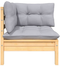 8-tlg. Garten-Lounge-Set mit Grauen Kissen Kiefer Massivholz
