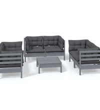 7-tlg. Garten-Lounge-Set mit Kissen Kiefer Massivholz