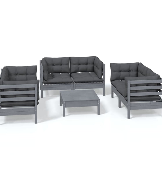 7-tlg. Garten-Lounge-Set mit Kissen Kiefer Massivholz