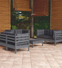 7-tlg. Garten-Lounge-Set mit Kissen Kiefer Massivholz