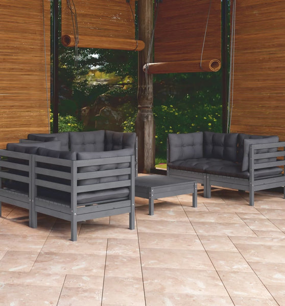 7-tlg. Garten-Lounge-Set mit Kissen Kiefer Massivholz